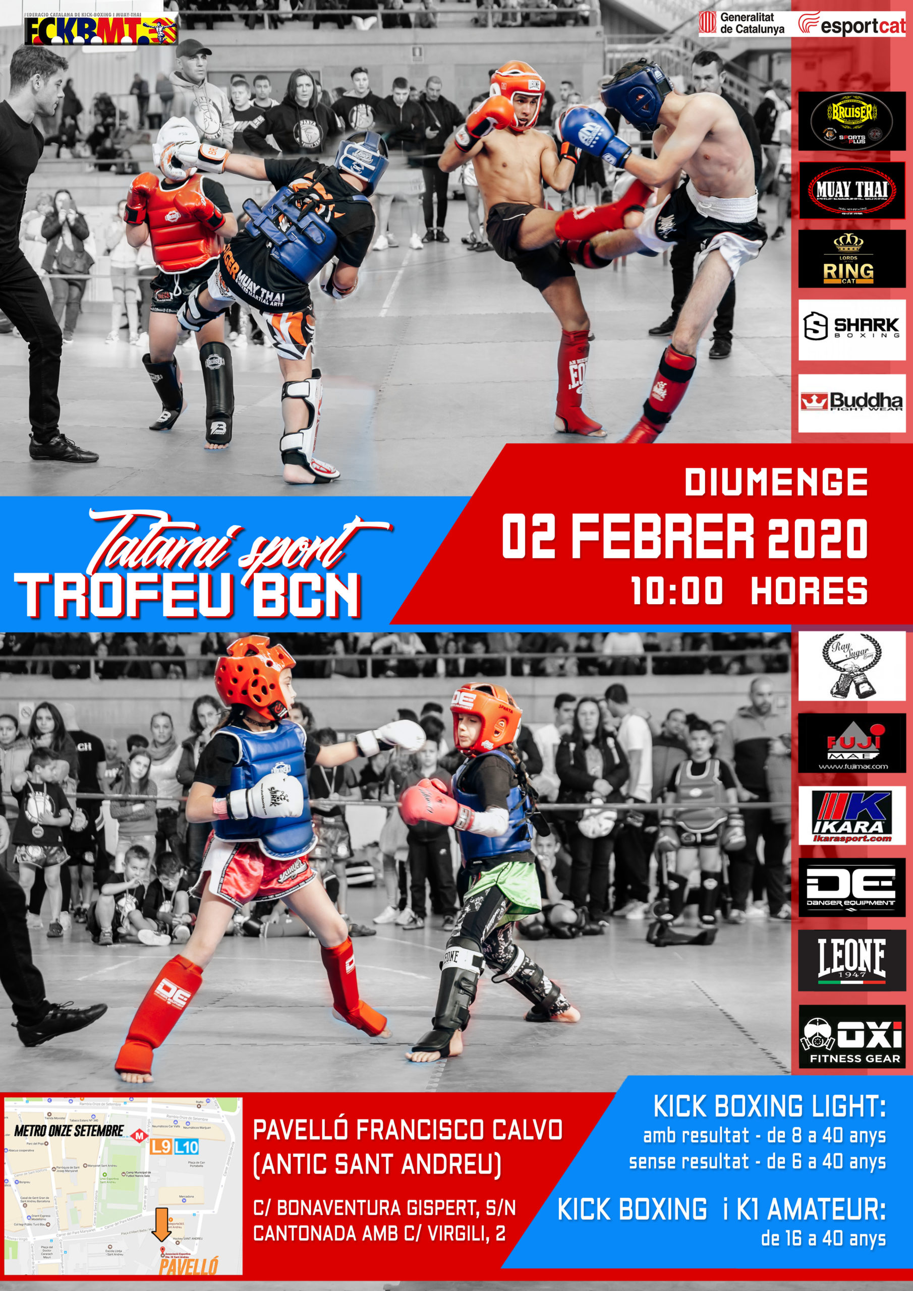 TROFEU BCN 2 FEBRERO Muestra el póster del campeonato de Kick Boxing del próximo 2 de febrero de 2020