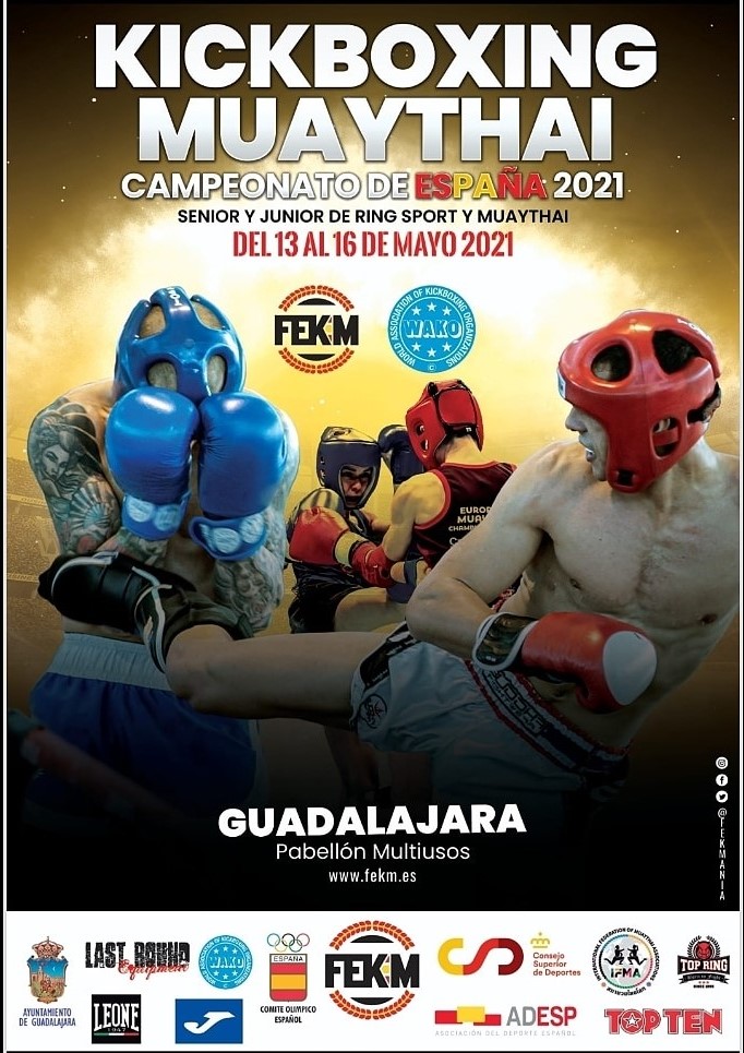 Poster de los Campeonatos con imagenes de combates de patada en giro y cruce de contras de puño