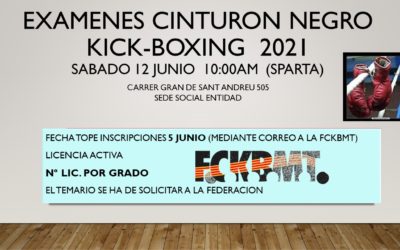 Próximos exámenes Cinturón Negro Kick-Boxing